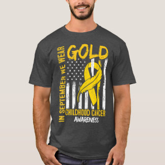 In September We Wear Gold Flag Ribbon Childhood Ca T-Shirt