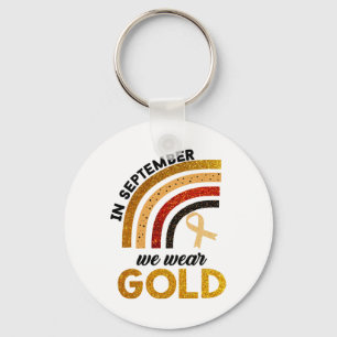 In September We Wear Gold Rainbow Childhood Cancer Key Ring