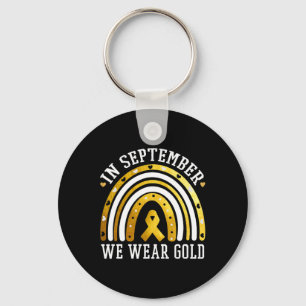 In September We Wear Gold Rainbow Support Childhoo Key Ring