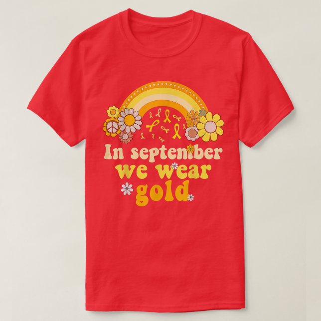 In September We Wear Gold Retro Childhood Cancer A T-Shirt (Design Front)