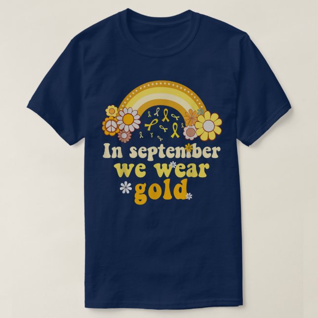 In September We Wear Gold Retro Childhood Cancer A T-Shirt (Design Front)