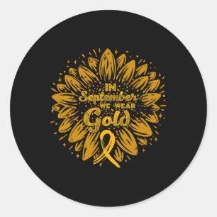 In September We Wear Gold Ribbon Childhood Cancer Classic Round Sticker