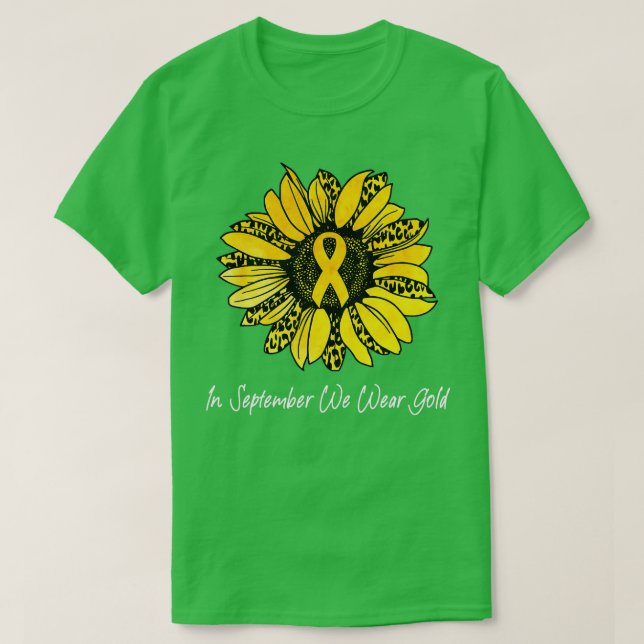 In September We Wear Gold Ribbon Childhood Cancer  T-Shirt (Design Front)