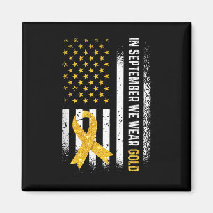 In September We Wear Gold Ribbon Flag Childhood Ca Magnet