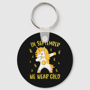 In September We Wear Gold Unicorn Childhood Cancer Key Ring