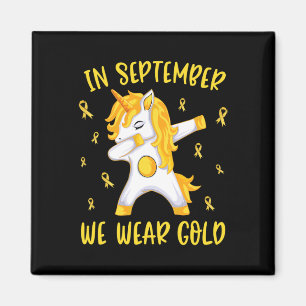 In September We Wear Gold Unicorn Childhood Cancer Magnet
