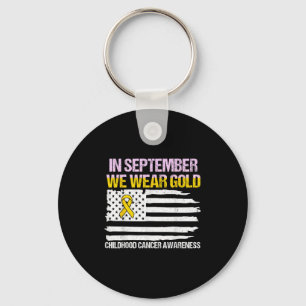 In September We Wear Gold Us Flag Childhood Cancer Key Ring