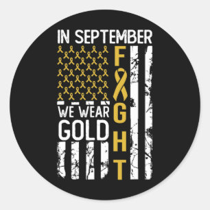 In September We Wear Gold Usa Childhood Cancer Awa Classic Round Sticker