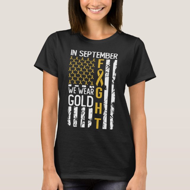 In September We Wear Gold Usa Childhood Cancer Awa T-Shirt (Front)