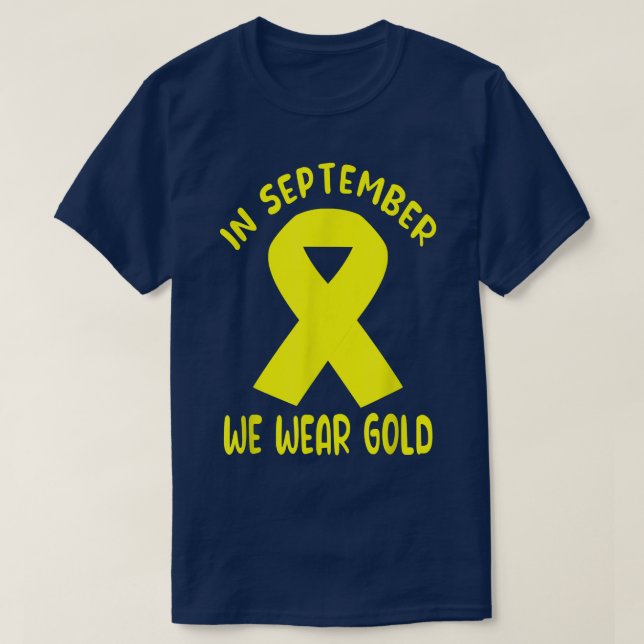 In September We Wear Golden Childhood Cancer Aware T-Shirt (Design Front)