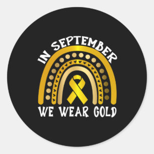 in september we wear golds football and pumpkin classic round sticker