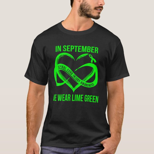 In September We Wear Lime Green Spinal Cord Injury T-Shirt (Front)