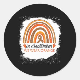 In September We Wear Orange Bleached Rainbow Leuke Classic Round Sticker