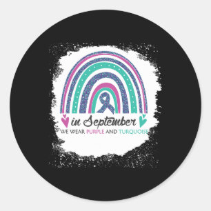 In September We Wear Purple And Teal Bleach Suicid Classic Round Sticker