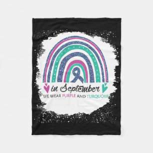 In September We Wear Purple And Teal Bleach Suicid Fleece Blanket