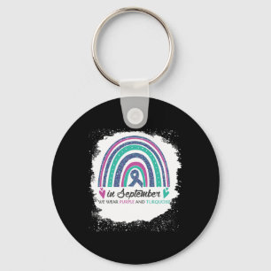 In September We Wear Purple And Teal Bleach Suicid Key Ring