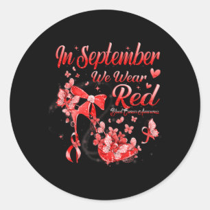In September We Wear Red Butterfly Blood Cancer Aw Classic Round Sticker