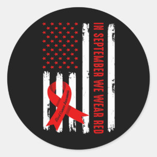 In September We Wear Red for Blood Cancer Awarenes Classic Round Sticker