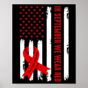 In September We Wear Red For Blood Cancer Awarenes Poster