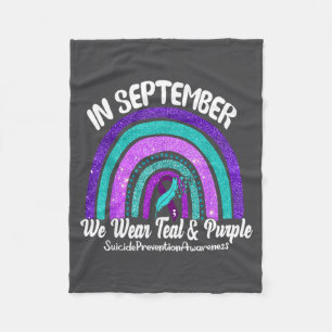 In September We Wear Teal &amp; Purple Rainbow Sui Fleece Blanket