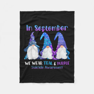 In September We Wear Teal &amp; Purple Ribbon Suic Fleece Blanket