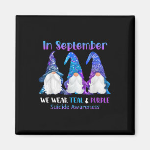 In September We Wear Teal & Purple Ribbon Suic Magnet