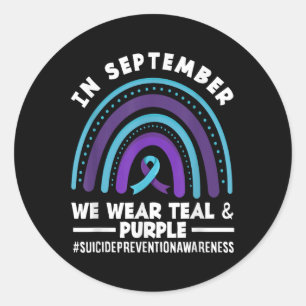 In September We Wear Teal & Purple Suicide Awa Classic Round Sticker