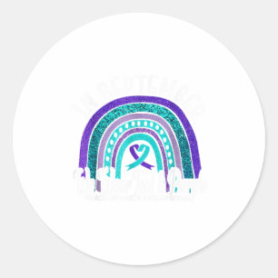 In September We Wear Teal &amp; Purple Suicide Pre Classic Round Sticker