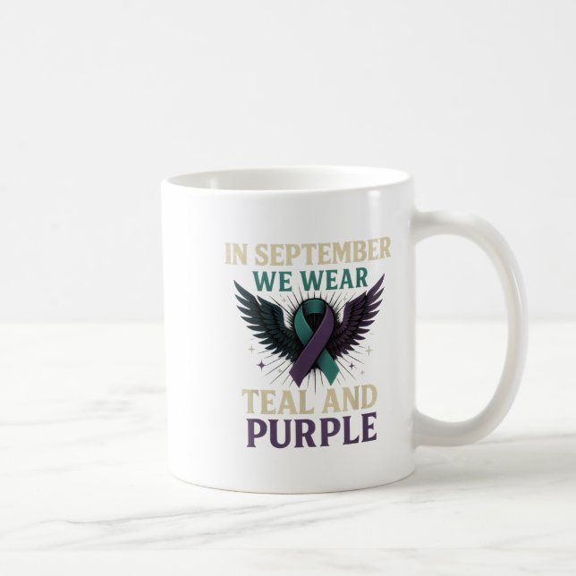 In September We Wear Teal And Purple  Coffee Mug (Right)