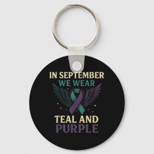 In September We Wear Teal And Purple Key Ring