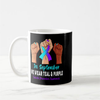 In September We Wear Teal Purple Ribbon Prevention Coffee Mug