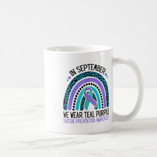 In September We Wear Teal Purple Ribbon Suicide Aw Coffee Mug