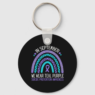 In September We Wear Teal Purple Ribbon Suicide Aw Key Ring