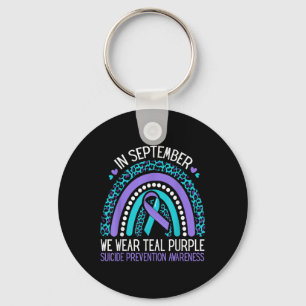 In September We Wear Teal Purple Ribbon Suicide Aw Key Ring