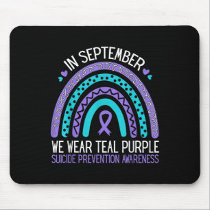In September We Wear Teal Purple Ribbon Suicide Aw Mouse Pad