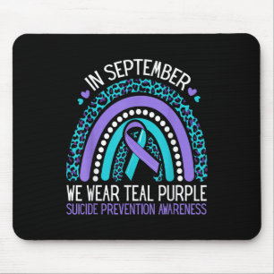 In September We Wear Teal Purple Ribbon Suicide Aw Mouse Pad