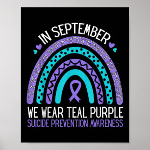 In September We Wear Teal Purple Ribbon Suicide Aw Poster