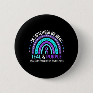 In September We Wear Teal Purple Ribbon Suicide Pr 6 Cm Round Badge