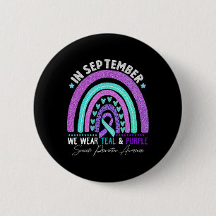 In September We Wear Teal Purple Ribbon Suicide Pr 6 Cm Round Badge