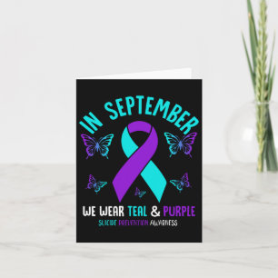 In September We Wear Teal Purple Ribbon Suicide Pr Card