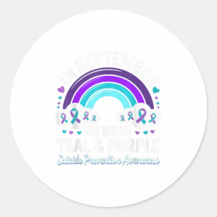 In September We Wear Teal Purple Ribbon Suicide Pr Classic Round Sticker