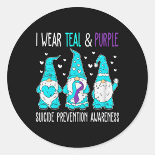 In September We Wear Teal Purple Ribbon Suicide Pr Classic Round Sticker