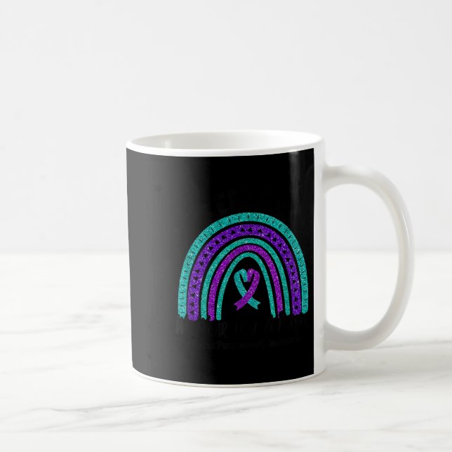In September We Wear Teal Purple Ribbon Suicide Pr Coffee Mug (Right)