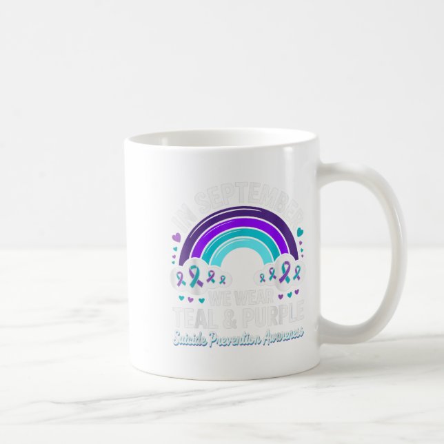 In September We Wear Teal Purple Ribbon Suicide Pr Coffee Mug (Right)