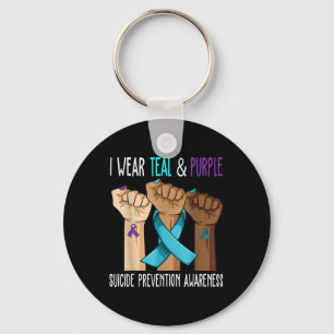 In September We Wear Teal Purple Ribbon Suicide Pr Key Ring