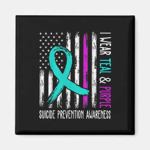 In September We Wear Teal Purple Ribbon Suicide Pr Magnet