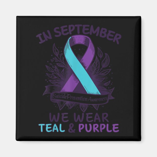 In September We Wear Teal Purple Ribbon Suicide Pr Magnet (Front)