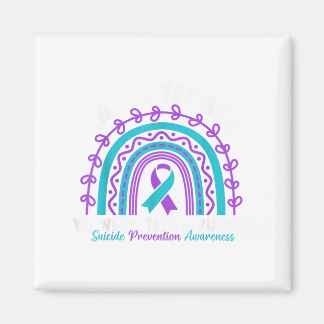 In September We Wear Teal Purple Ribbon Suicide Pr Magnet (Front)