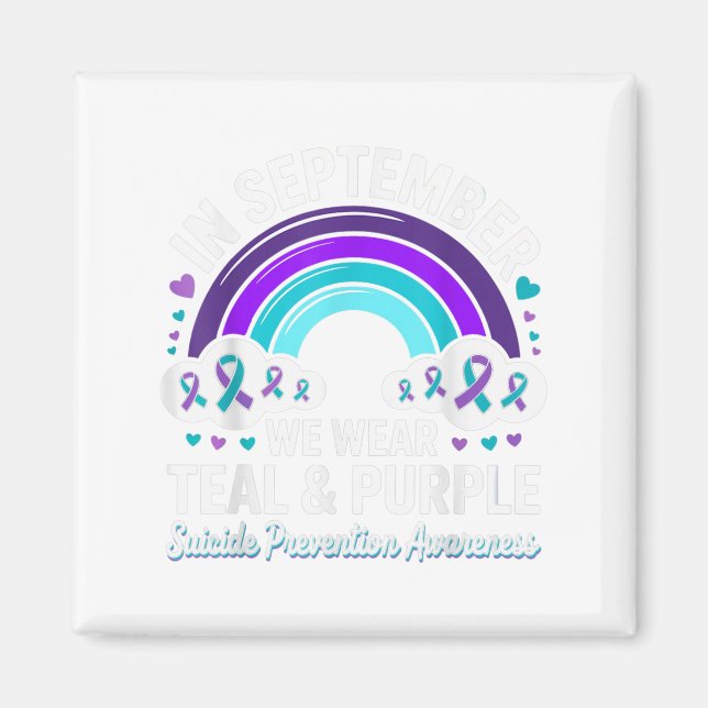 In September We Wear Teal Purple Ribbon Suicide Pr Magnet (Front)