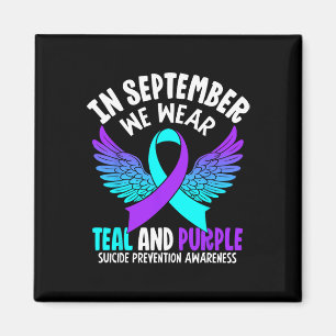 In September We Wear Teal Purple Ribbon Suicide Pr Magnet